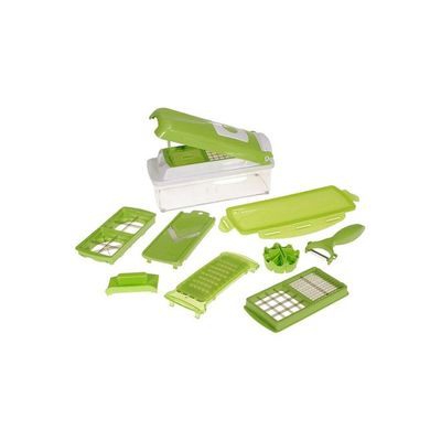 11-Piece Fruit And Vegetable Chopper And Slicer Set White/Green