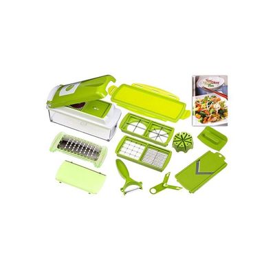 11-Piece Fruit And Vegetable Chopper And Slicer Set White/Green