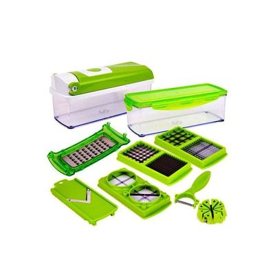 11-Piece Fruit And Vegetable Chopper And Slicer Set White/Green