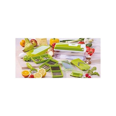 11-Piece Fruit And Vegetable Chopper And Slicer Set Green/White 1500ml