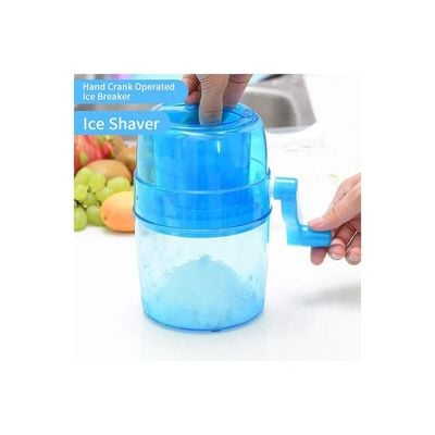 Ice Shaver Machine, Hand Crank Operated Ice Breaker Ice Crusher Maker Snow Cone Machine Blue 140x140x150mm