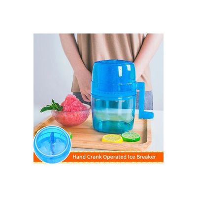 Ice Shaver Machine, Hand Crank Operated Ice Breaker Ice Crusher Maker Snow Cone Machine Blue 140x140x150mm