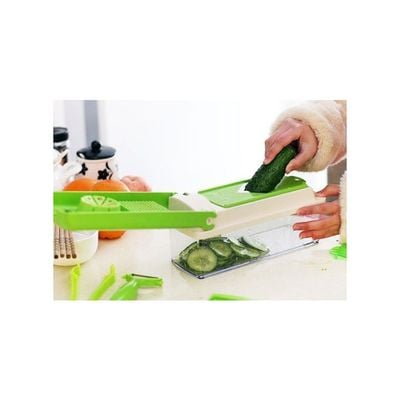 12-Piece Super Slicer And Chopper Set Green/White/Silver 11.5x4.7x6inch