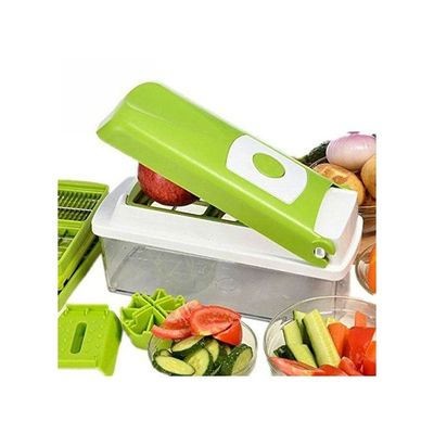 12-Piece Super Slicer And Chopper Set Green/White/Silver 11.5x4.7x6inch