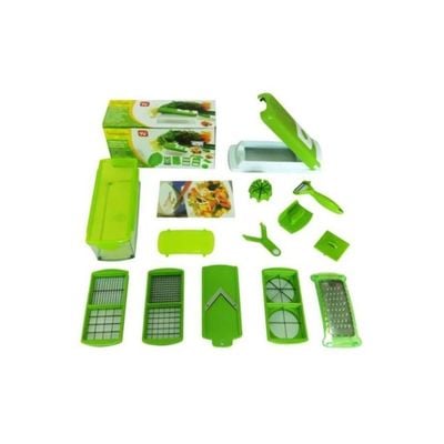 12-Piece Super Slicer And Chopper Set Green/White/Silver 11.5x4.7x6inch