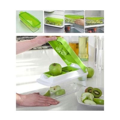 12-Piece Super Slicer And Chopper Set Green/White/Silver 11.5x4.7x6inch