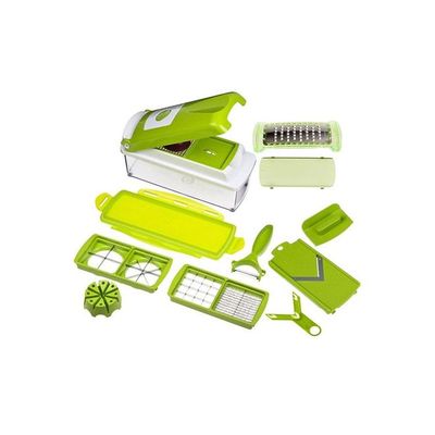 11-Piece Fruit And Vegetable Chopper And Slicer Set Green