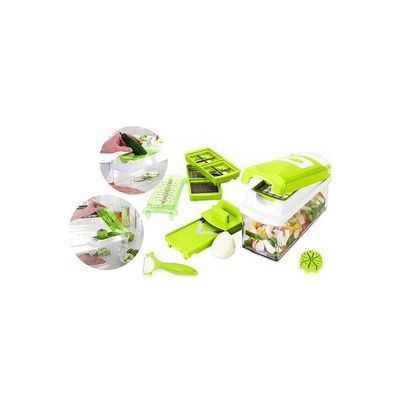 11-Piece Fruit And Vegetable Chopper And Slicer Set White/Green