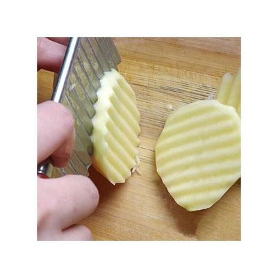 Stainless Steel Potato Chip Vegetable Crinkle Cutter Silver/Brown