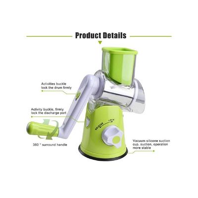 Fruit Manual Vegetable Cutter Multifunctional Round Mandoline Slicer Green/Silver/White 26x12.7x24centimeter