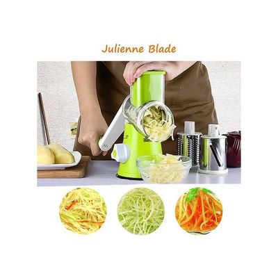 Fruit Manual Vegetable Cutter Multifunctional Round Mandoline Slicer Green/Silver/White 26x12.7x24centimeter