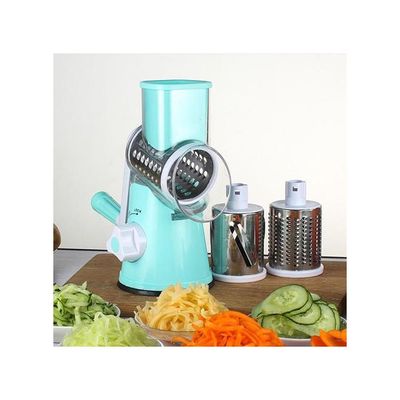 Fruit Manual Vegetable Cutter Multifunctional Round Mandoline Slicer Turqoise/Silver 26x12.7x24centimeter