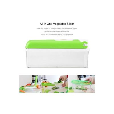 12-Piece All-In-One Vegetable Slicer Green/White/Clear 280x105x135millimeter