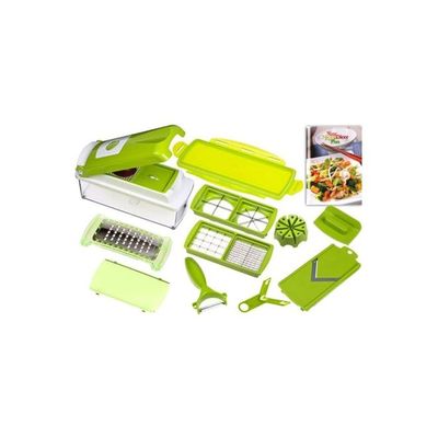 11-Piece Fruit And Vegetable Chopper And Slicer Set White/Green 1500ml