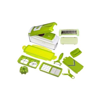 11-Piece Fruit And Vegetable Chopper And Slicer Set White/Green