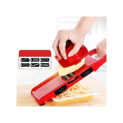 Plastic Vegetable Fruit Slicers & Cutter With Adjustable Stainless Steel Blades Red 32x10x11centimeter