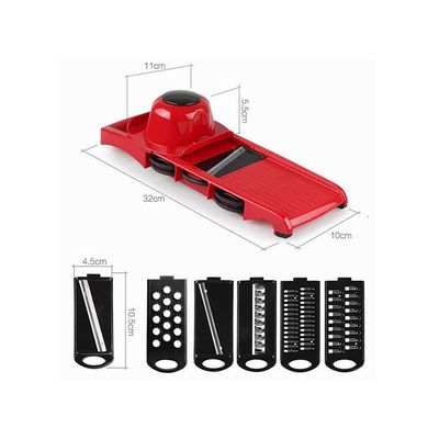 Plastic Vegetable Fruit Slicers & Cutter With Adjustable Stainless Steel Blades Red 32x10x11centimeter