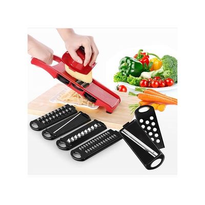 Plastic Vegetable Fruit Slicers & Cutter With Adjustable Stainless Steel Blades Red 32x10x11centimeter