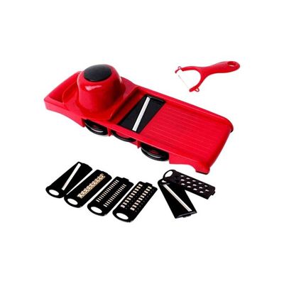 Vegetable And Fruit Slicer With Replacement Blades And Peeler Red/Black