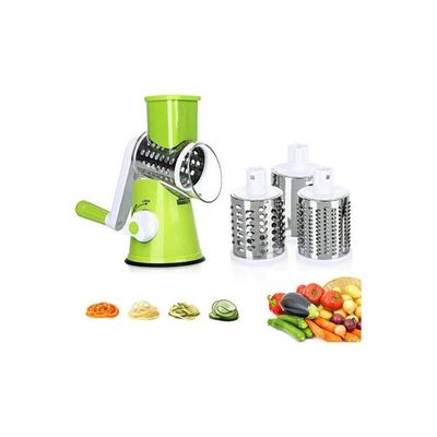 4 Pcs Vegetable Slicer 3 In 1 Handheld Spiral Rotary Drum Slicer For Vegetable Fruit Cheese Nut Green