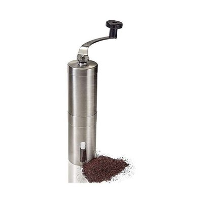 Portable Stainless Steel Manual Coffee Bean Hand Grinder silver 19cm