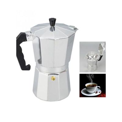 12 Cups Moka Espresso Coffee Maker Silver/Black 600ml