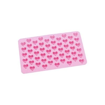 55 Cavity Silicone Mini Heart Shape Mould Tray Pink 18.5x11x1.4centimeter