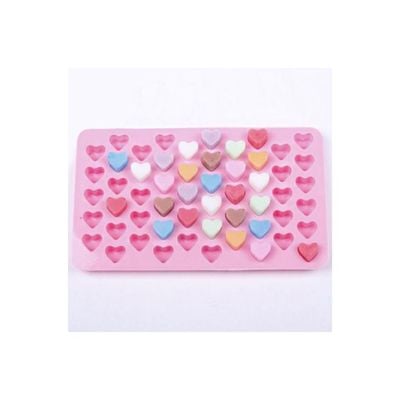 55 Cavity Silicone Mini Heart Shape Mould Tray Pink 18.5x11x1.4centimeter