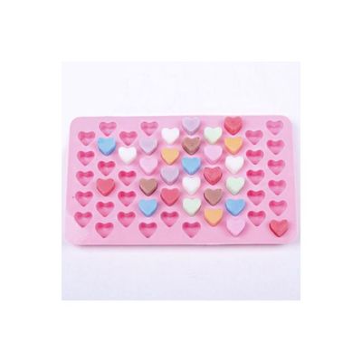 55 Cavity Silicone Mini Heart Shape Mould Tray Pink 18.5x11x1.4centimeter