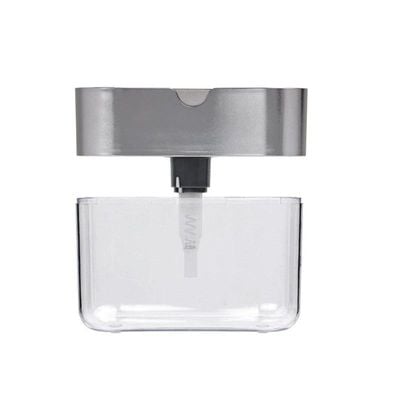 2-In-1 Manual Push Soap Dispenser Sponge Tank Grey 200ml