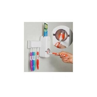 Toothbrush Holder With Toothpaste Dispenser White