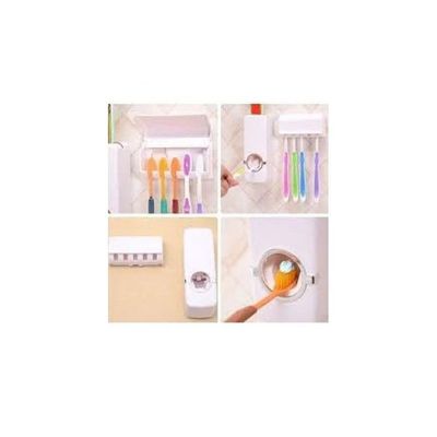 Toothbrush Holder With Toothpaste Dispenser White