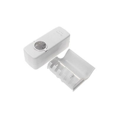Toothpaste Dispenser With Toothbrush Holder White