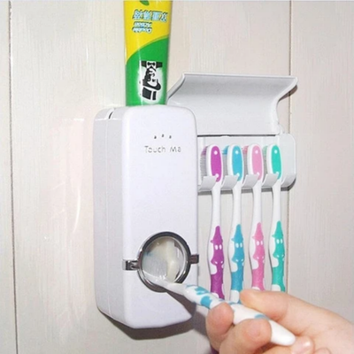 Toothpaste Dispenser With Toothbrush Holder Set White 1.2centimeter