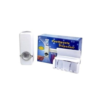 Toothpaste Dispenser With Toothbrush Holder Set White Toothpaste Dispenser With Toothbrush Holder Set White