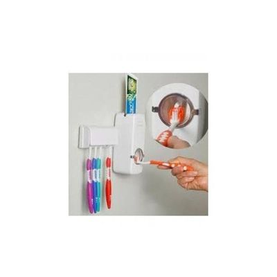 Toothbrush Holder With Toothpaste Dispenser white