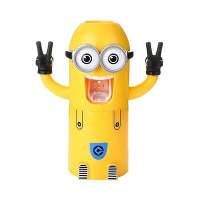 MinionsToothpaste Dispenser With Toothbrush Holder Yellow 19x6.2x8centimeter