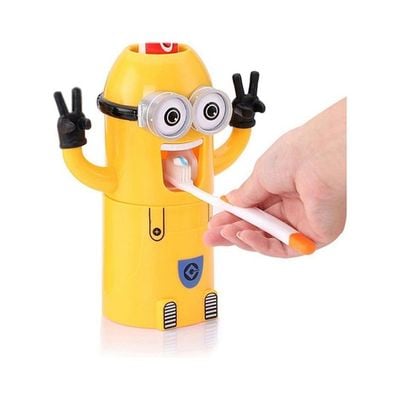 2-In-1 Minion Shaped Toothpaste Squeezer Yellow/Black/White 16x10.1x19.8cm