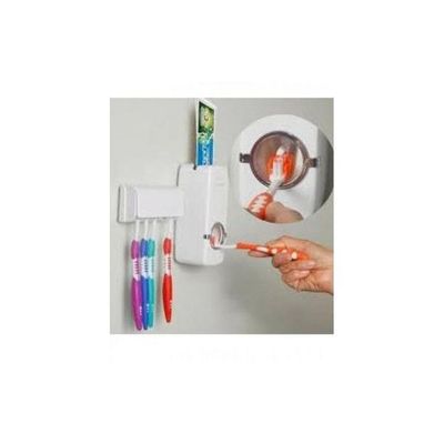 Toothbrush Holder With Toothpaste Dispenser White