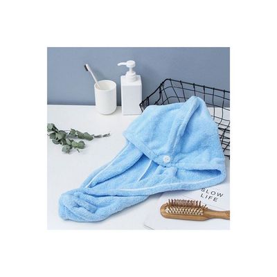 Microfiber Soft Water Absorbent Hair Towel Blue 16 x 3 x 12cm