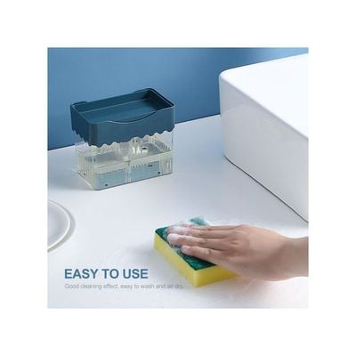 Soap Dispenser And Sponge Set Dark Blue/Green/Yellow 13.50x8.50x11.00cm