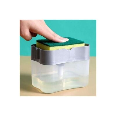 2-in-1 Soap Pump Dispenser With Sponge Holder grey 14 x 9 x 11cm