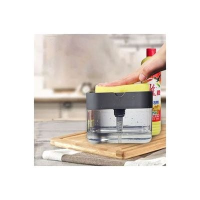 2-in-1 Soap Pump Dispenser With Sponge Holder grey 14 x 9 x 11cm