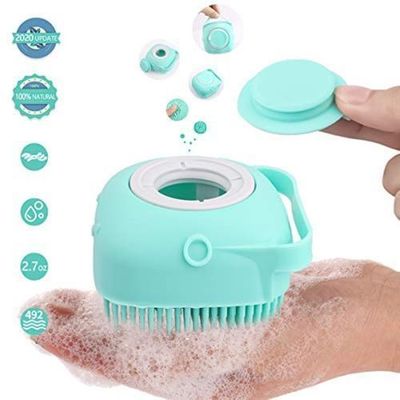 Silicone Shower Brush With Soap Dispenser Light Blue