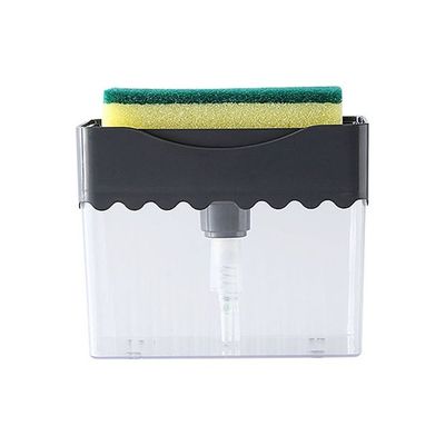 Soap Dispenser With Sponge Holder Grey/Clear 13.5x8.5x11cm