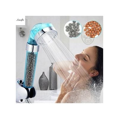 Water Saving Bathroom Shower Head Blue/Silver 30centimeter