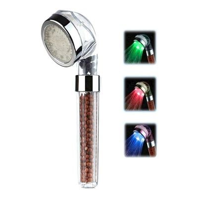 Colours Changing LED Shower Head with Spa Shower Filter Clear 8centimeter