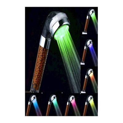 Colours Changing LED Shower Head with Spa Shower Filter Clear 8centimeter