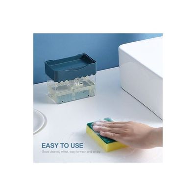 Soap Dispenser And Sponge Set Clear/White 13.50x8.50x11.00cm