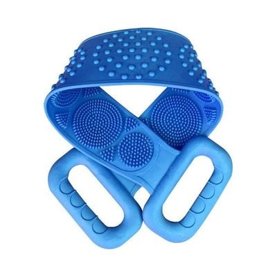2-Piece Silicon Shower Body Massage Back Scratcher Blue 70cm